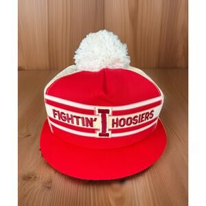 Vtg Indiana Hoosiers 80s Rare SnapBack W Pom Hat Short Brim Made in USA